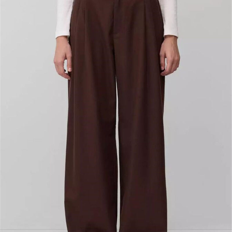 高腰褶皱女阔腿长裤微厚