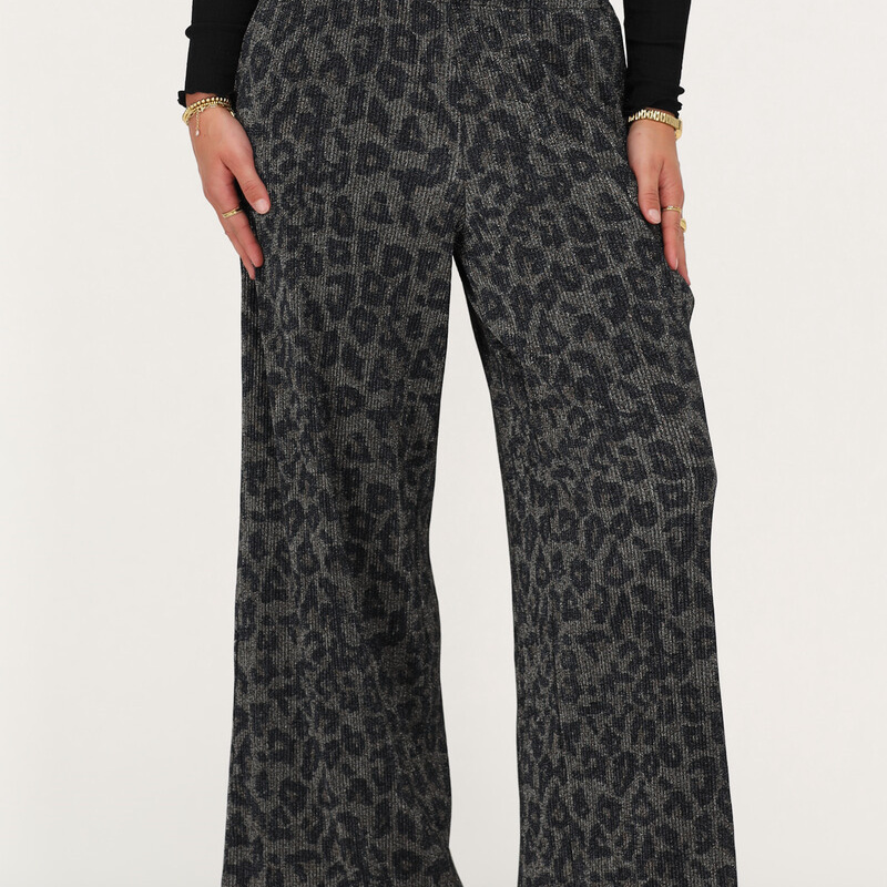 豹纹百搭高腰弹力修身显瘦女裤