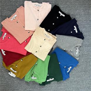 单 单排扣开衫 100棉春季 细腻针织品相高女圆领长袖 新款 多色纯元