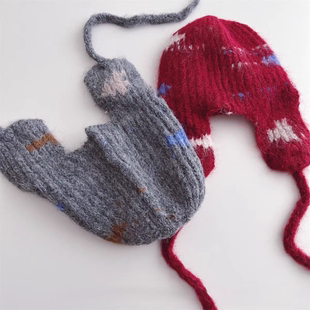 美妞 洋气女童秋冬挂耳帽毛线帽 保暖帽子冷帽 3-12岁