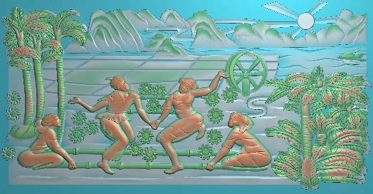 少数民族傣族竹竿舞浮雕图傣族节日庆祝舞蹈精雕图石雕壁画雕刻图