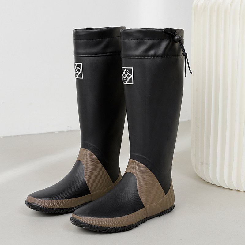 橡胶高筒雨鞋男款折叠靴户外雨靴男长筒水鞋防水防滑胶鞋钓鱼洗车
