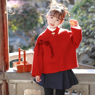 本格拜年服国风马面裙女童高端双面呢外套澳毛秋冬新款 双面呢女童