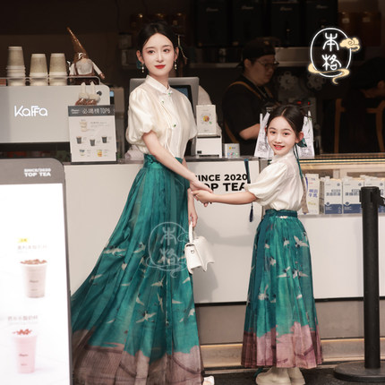 本格汉服女童古风春夏改良日常汉服亲子装儿童马面裙套装中国风