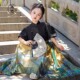 本格汉服女童古风春夏改良亲子汉服儿童马面裙套装 千里江山中国风