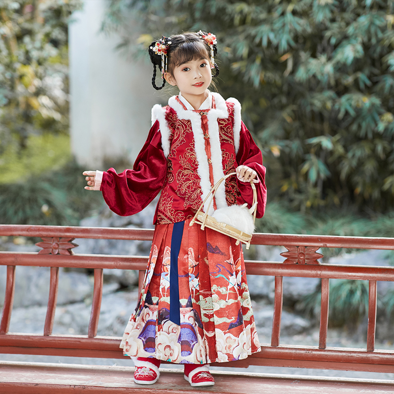 喜庆女童加绒拜年服本格出品冬季