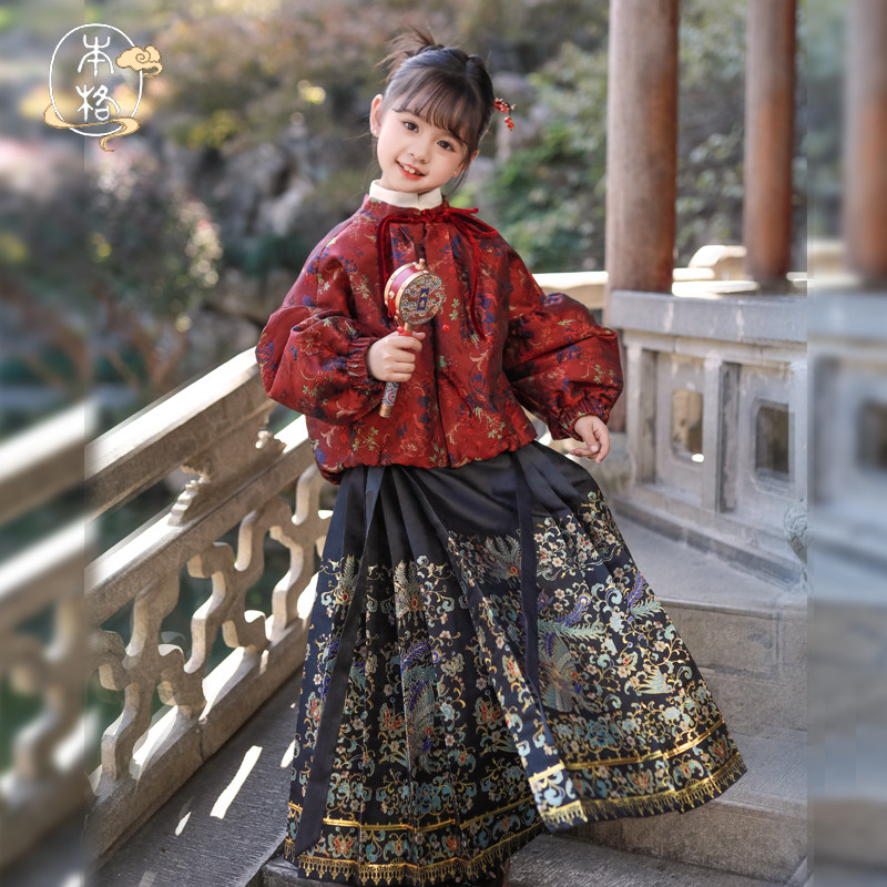 本格儿童汉服秋冬女童国风马面裙高端加绒加厚过年外套冬季拜年服,童装/婴儿装/亲子装,唐装,淘宝优惠券,粉丝福利购,淘宝优惠卷