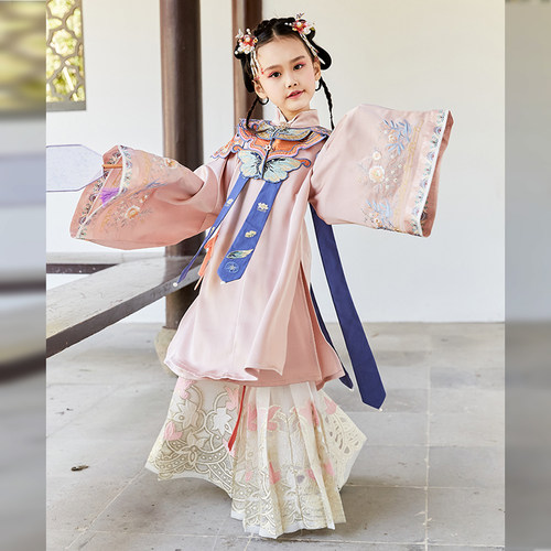 本格原创改良汉服童装竖领对襟