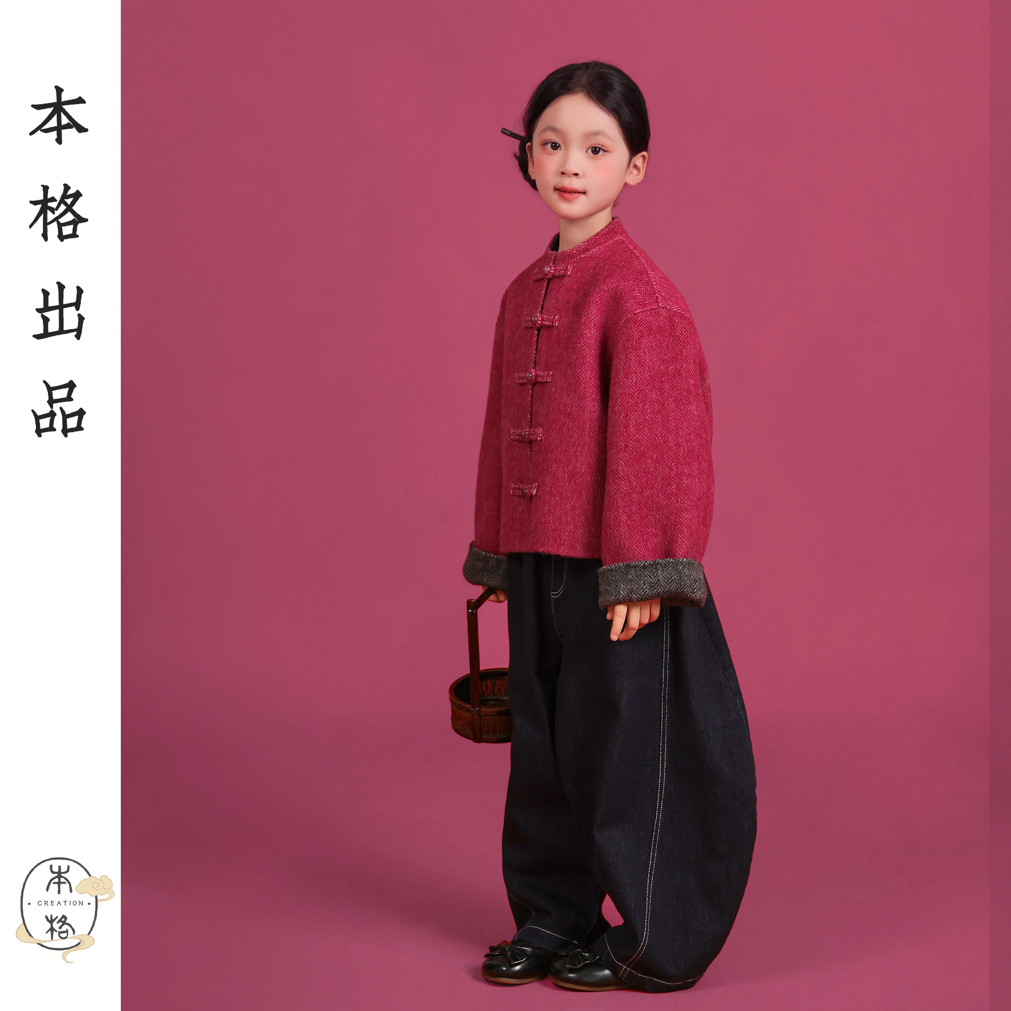本格新中式亲子羊毛双面呢外套