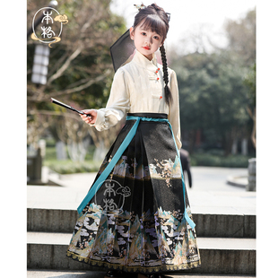 本格马面裙女童2025新款汉服织金儿童春秋新中式国风衬衫马面裙
