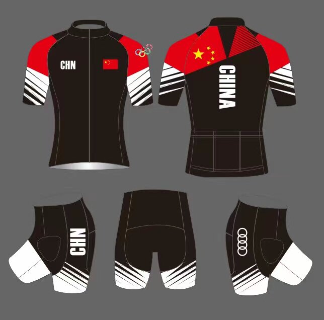 速滑服儿童2023新夏季短袖中国国风旗成人男女短道骑行服裤轮滑服