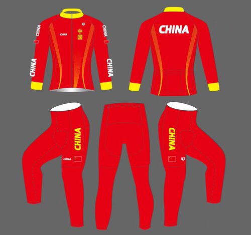 春秋速滑服极客狮国旗红五星抓绒