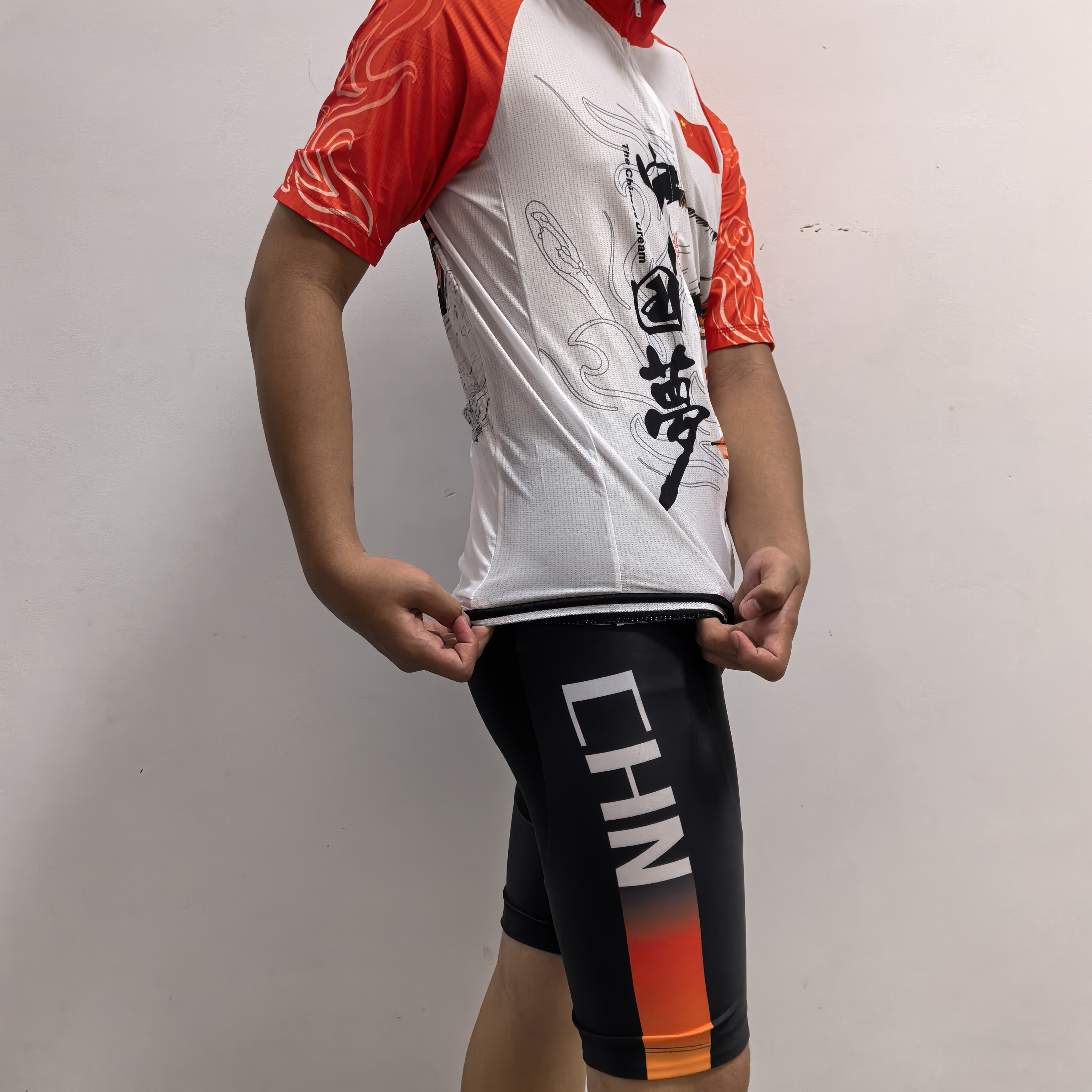 新款中国梦脸谱速滑服儿童夏季短袖可定制成人短袖套装运动轮滑服