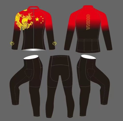 极客狮中国风抓绒冬中国龙速滑服