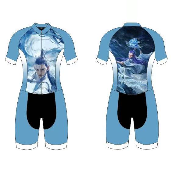 新款哪吒系列儿童连体速滑服定制敖丙申公豹团队男女夏短袖轮滑服