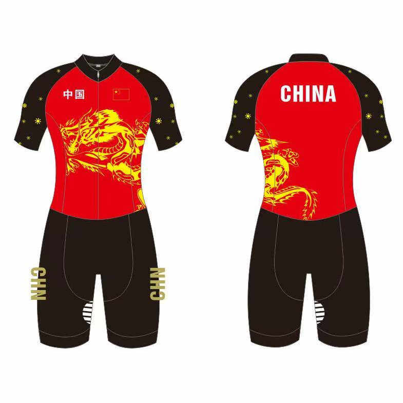 极客狮中国龙速干连体速滑服