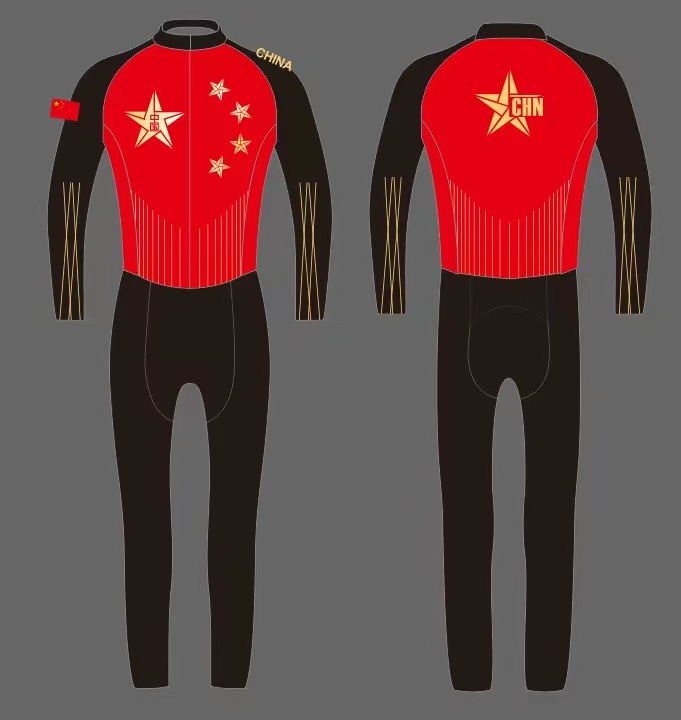 儿童轮滑服极客狮中国风连体速滑