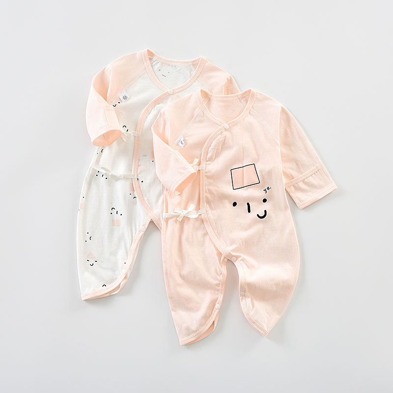 清仓初生婴儿衣服和尚服纯棉新生儿连体衣哈衣带护手爬服四季内衣