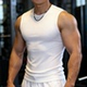 跑步运动条纹纯色 健身训练背心坎肩紧身衣速干高弹无袖 夏季 男士