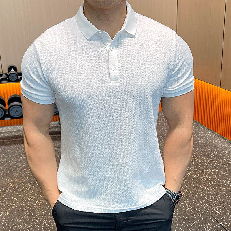 老钱风肌理男士短袖POLO衫夏季新款2026商务针织休闲翻领修身t恤,运动服/休闲服装,运动POLO衫,淘宝优惠券,粉丝福利购,淘宝优惠卷