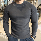 新款 T恤打底衫 男士 运动健身房上衣跑步训练秋冬圆领长袖