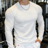 T恤男透气网眼弹力训练服宽松教练 健身上衣长袖 新款 速干圆领男士