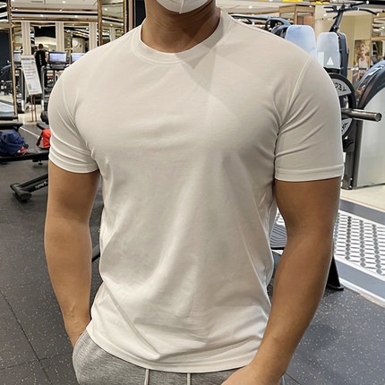 夏季肌肉男士运动健身跑步训练服纯色短袖T恤打底衫男款