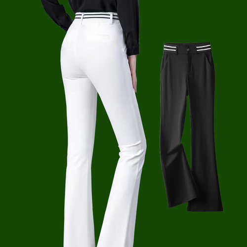 女士夏季高尔夫喇叭裤弹力高腰