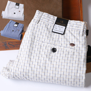 白色格子裤 子夏薄款 宽松直筒高尔夫球裤 修身 高尔夫男装 运动长裤 裤