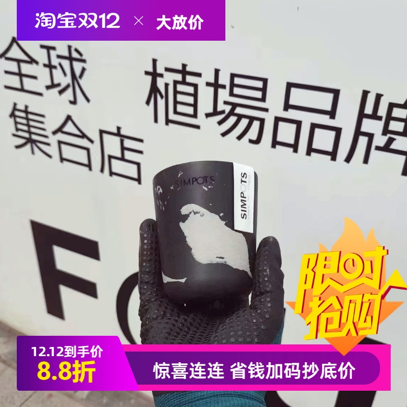 迷你奶茶杯10*9可打孔桌面日本黑胶盆撞色花器块根仙人球桌面花盆