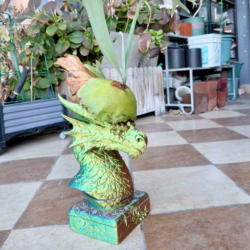 加厚新品威龙半胸像带燕尾榫拼插花盆鹿角蕨高盆托盘带磁吸3d打印