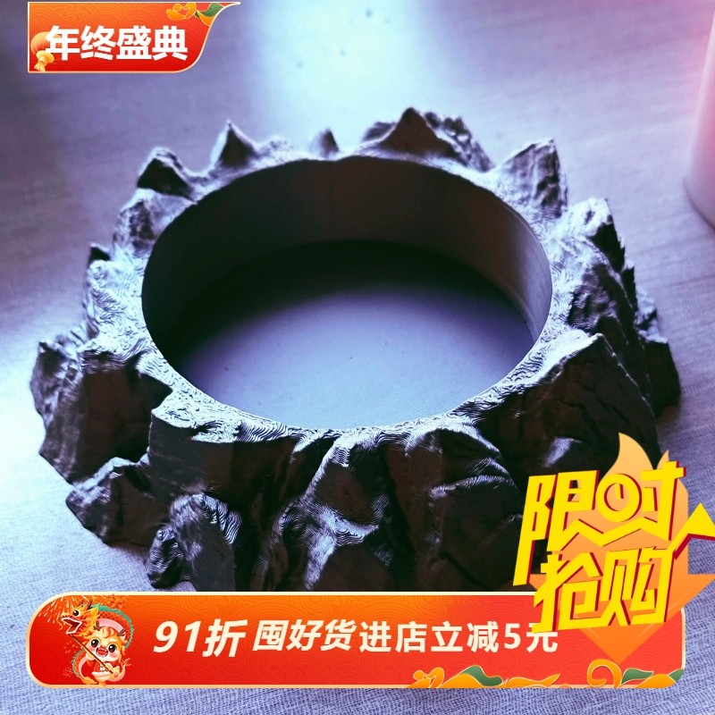 挖孔岩石型SIMPOTS黑胶花盆底托3d打印花盆托盘承重底座花托包邮