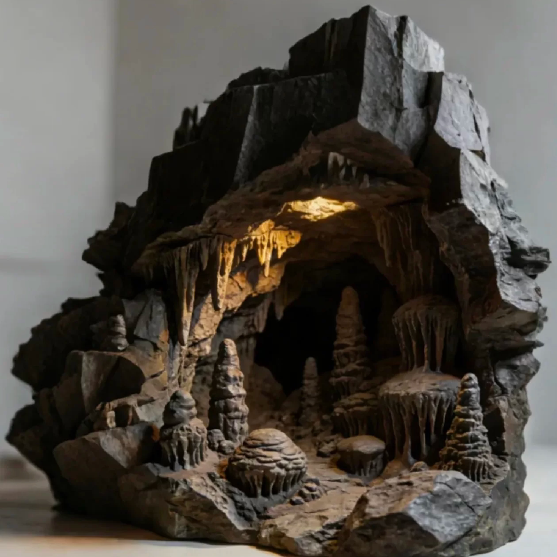 微缩地形鱼缸山景躲避屋3d打印爬宠沙漠缸水族缸生态缸水陆缸摆件