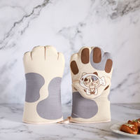 New cute pure cotton milk tea color soothing cat paw heat-resistant gloves, baking oven microwave, anti-slip and heat-resistant hand covers thumbnail 6