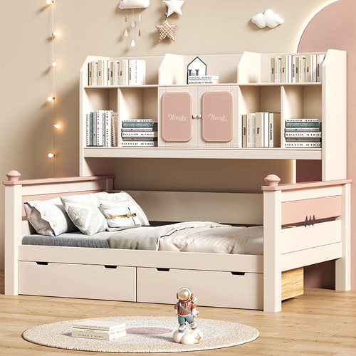 实木儿童衣柜床一体组合床樱桃木小户型高箱储物床女孩卧室榻榻米