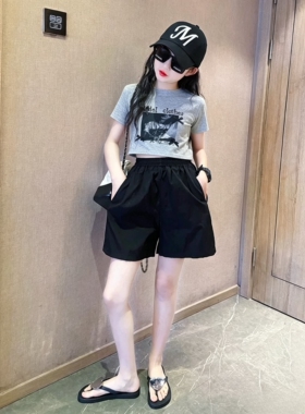 黑色蝴蝶结短款辣妹套装