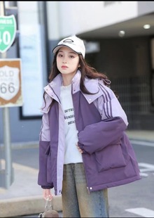 超厚袖 子三杠兔毛冲锋衣