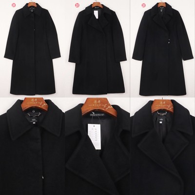 日本品牌黑色毛呢大衣女修身