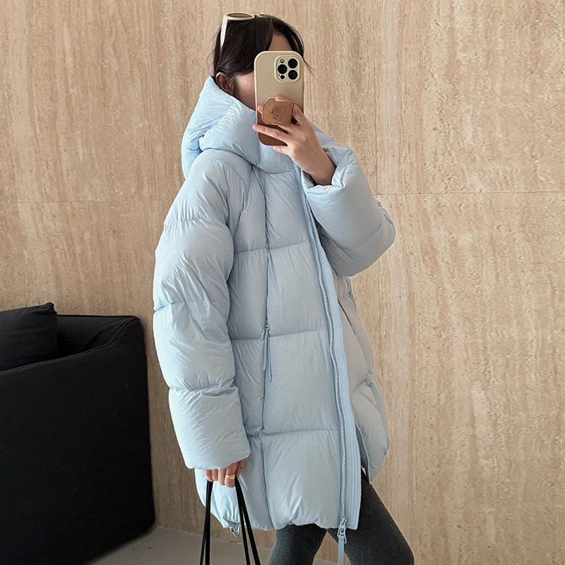 羽绒服女中长款超轻泡芙90白鸭绒连帽龟背加厚小个子面包休闲外套