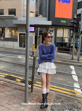 full moon满月 韩版小众荷叶边蛋糕裙短裙女2025春甜美蓬蓬半身裙