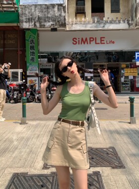 fullmoon满月 超推荐a字口袋工装短裙女2025春辣妹美式小个子裙子