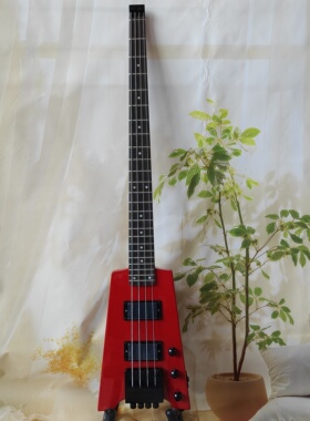 无头贝斯红，高品质拾音器，25品6弦，本地仓库发货，包邮