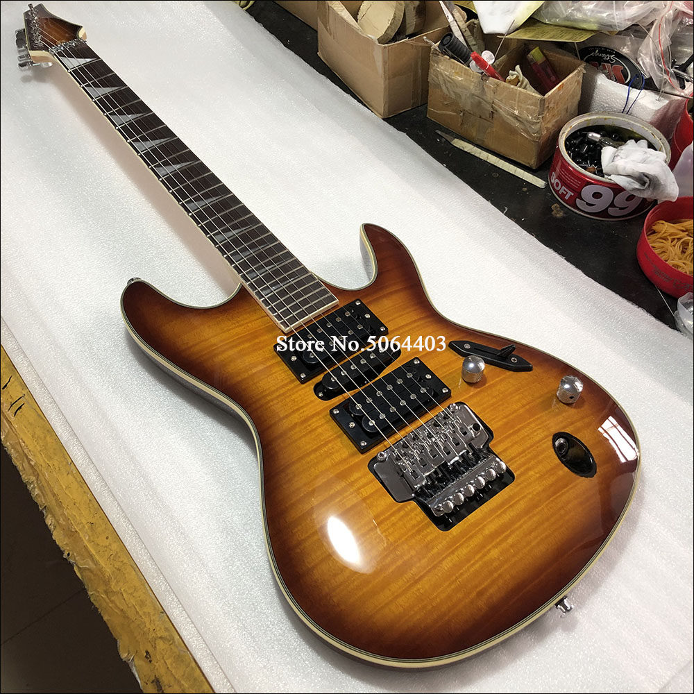 Human0316款式經典超薄虎紋貼面雙搖電吉他雙單雙拾音器可定制在類目 樂器/吉他/鋼琴/配件, 西洋樂器, 西洋絃樂器, 吉他-電吉他中 - 來自Buy2taobao.com提供專業的淘寶代購服務