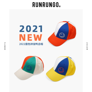 RUNRUNGO【天才鬼脸棒球帽】春夏防晒宝宝鸭舌帽时尚撞色帽子儿童