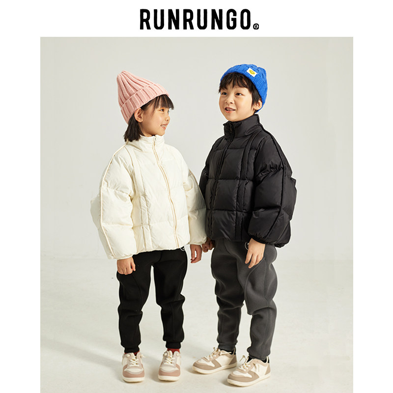 RUNRUNGO泡芙亲子羽绒服 厚款90白鹅绒保暖男女儿童一家人羽绒服