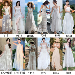 白色巴厘岛三亚沙滩裙女泰国显瘦波西米亚海边度假超仙长款 连衣裙