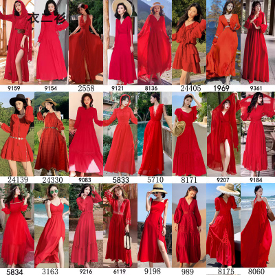 复古大摆海边度假沙滩裙波西米亚