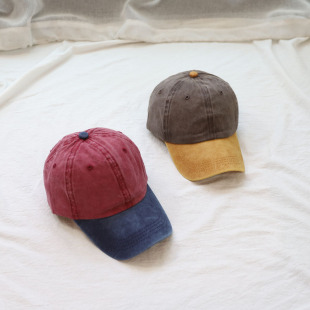 鸭舌帽女韩版百搭ins潮帽水洗拼色棒球帽街头潮人防晒帽洋气软顶