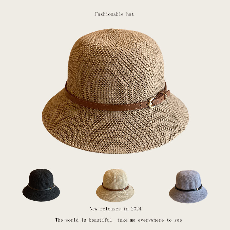 帽子女棉麻渔夫帽百搭休闲时尚春夏秋出游盆帽透气凉快圆顶礼帽