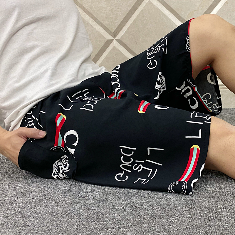 夏季超薄男士绵绸人造棉大裤衩沙滩裤家居裤加肥加大纯棉短裤睡裤